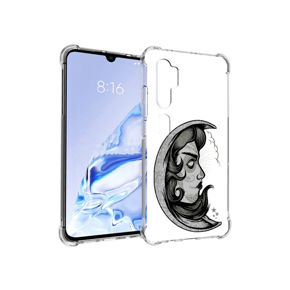 

Чехол MyPads Tocco для Xiaomi Mi Note 10 Pro черно белая луна с лицом (PT140314.290.680), Прозрачный, Tocco