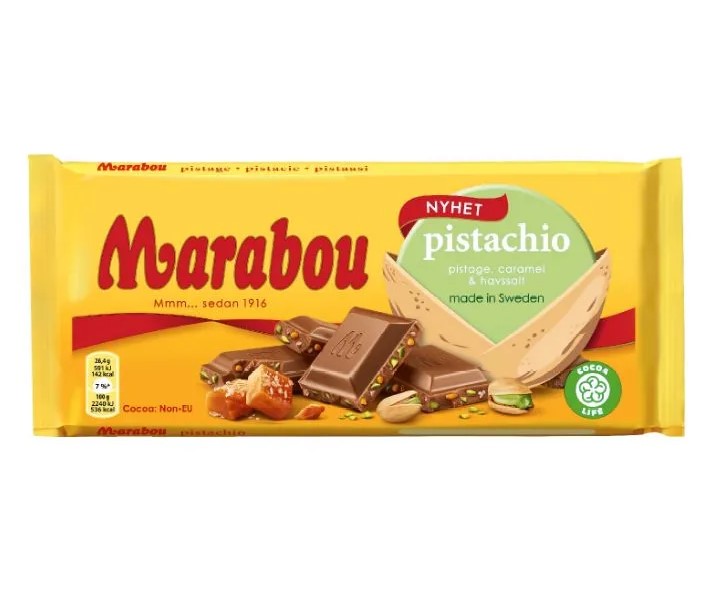 Шоколад молочный Marabou Pistachio фисташки, карамель, морская соль 185 г