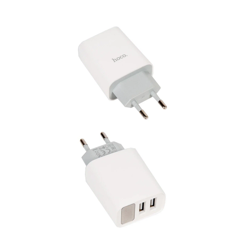 

Сетевое зарядное устройство Hoco C86A 2USB 2.4A с индикатором белое