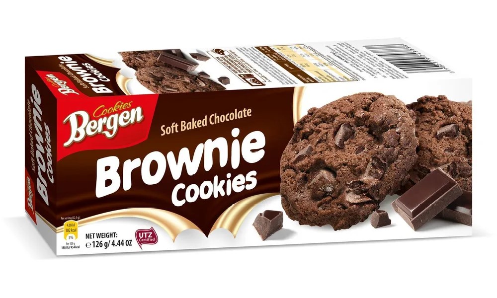 Печенье песочное Bergen Brownie Cookies с кусочками шоколада Брауни 126 г