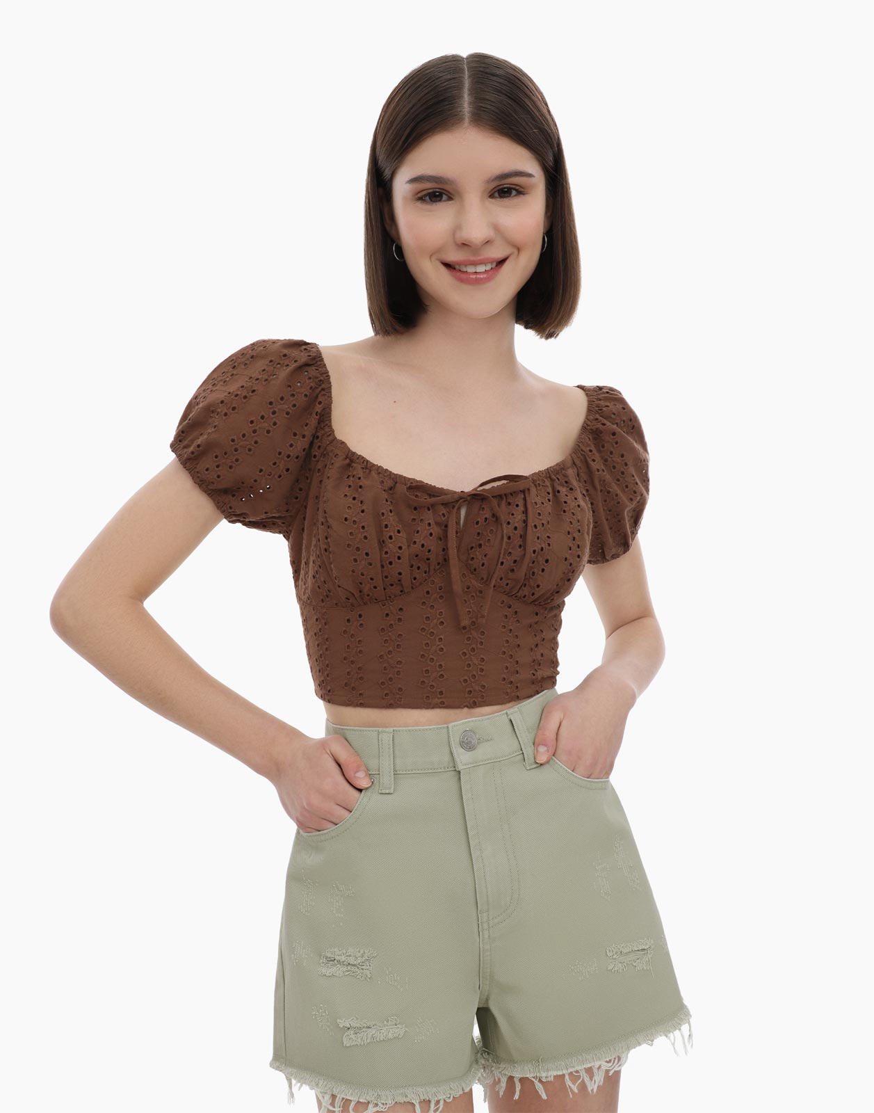 Шорты женские Gloria Jeans GSH010196 зеленые 36 RU