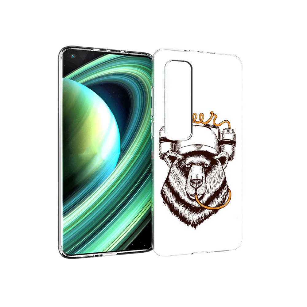 

Чехол MyPads Tocco для Xiaomi Mi 10 Ultra пивной медведь (PT156404.264.538), Прозрачный, Tocco