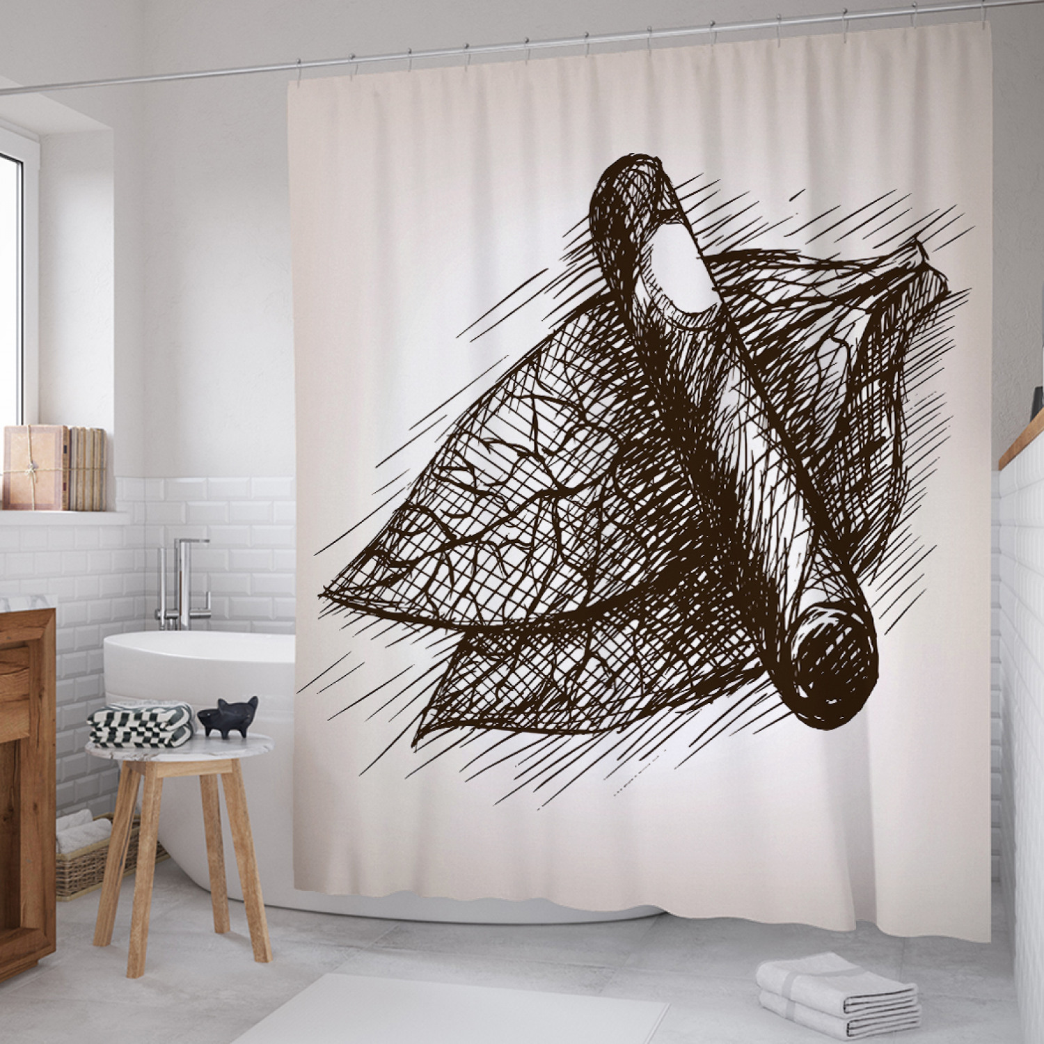 

Штора для ванной JoyArty "Сигара и лист табака" из сатена, 180х200 см с крючками, Бежевый, Сигара и лист табака