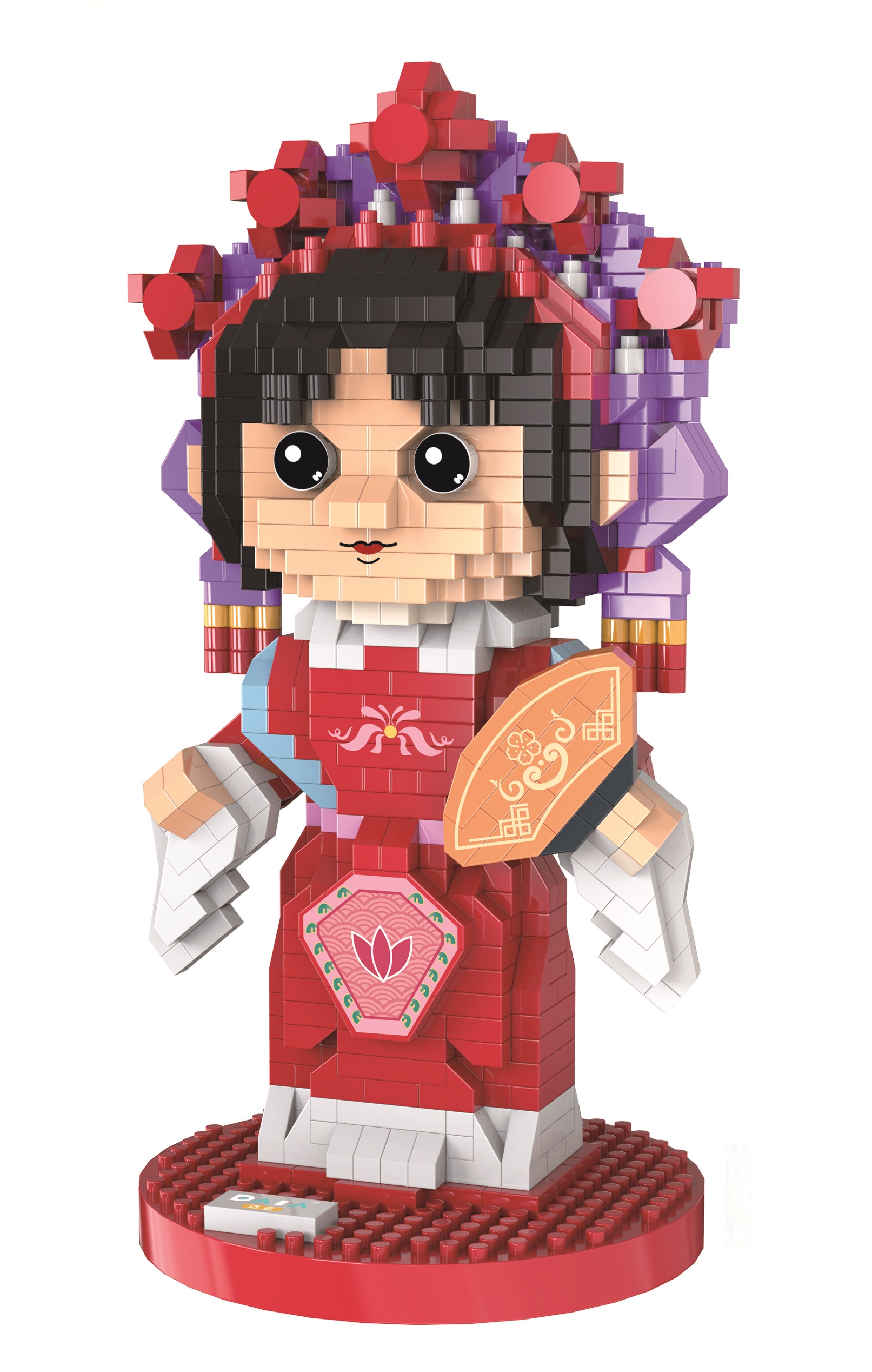 Конструктор 3D из миниблоков DAIA Девушка красавица в красном платье с веером DI668-45