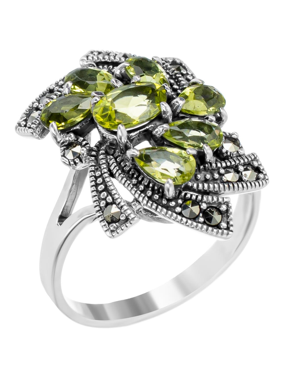 

Кольцо из серебра с марказитом/хризолитом р. 20 Марказит HR1116, HR1116_марказит, хризолит