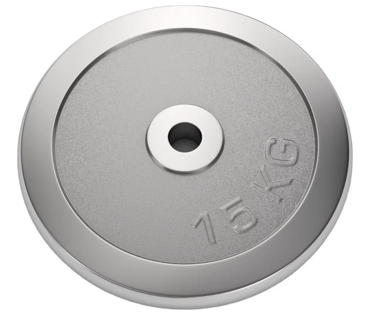 

Диск хромированный для штанги и гантелей UNIX Fit 15 кг, d - 26 мм, блины для штанги, Серебристый, DU