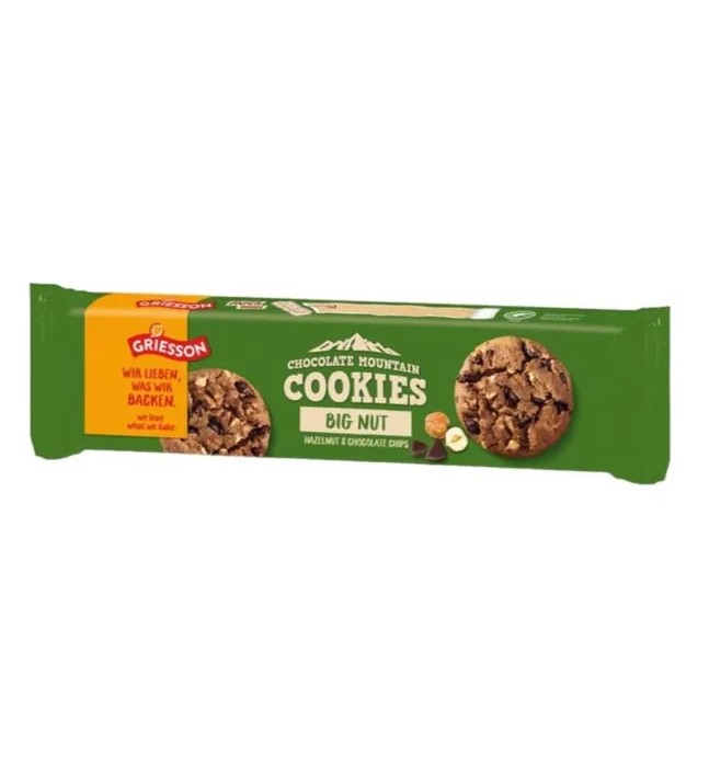 

Печенье песочное Griesson Chocolate Mountain Cookies Big Nut Шоколад, фундук 150 г, grissen