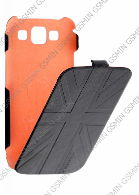 фото Кожаный чехол для samsung galaxy s3 (i9300) ferro ultra slim case (black / orange) gsmin