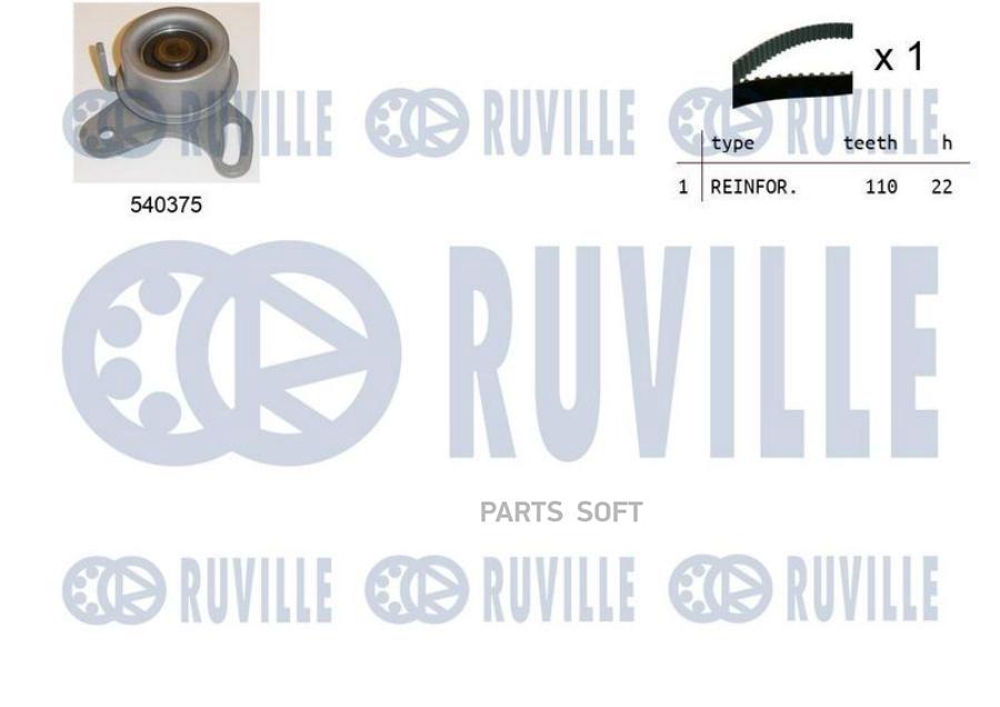 

Комплект Грм Hyundai Accent 1,3-1,5 2000= (Ролик+Ремень 110X22) 1Шт Ruville 550315