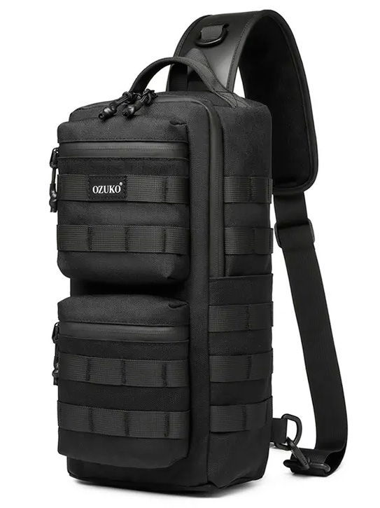 

Сумка-слинг унисекс OZUKO 9661 black, 39х13х18 см, Черный, 9661