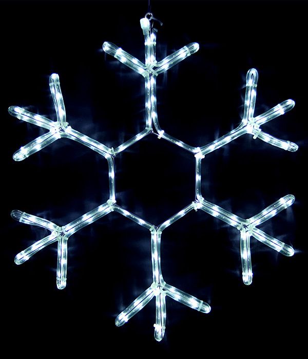 фото Светодиодная снежинка двухсторонняя с холодными белыми огнями (led-дюралайт), 50 см, 230v laitcom