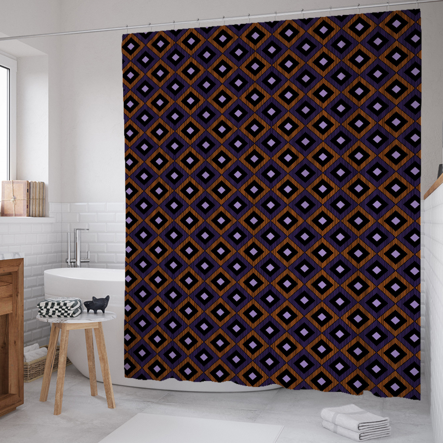 

Штора для ванной JoyArty "Текстильные ромбы" из сатена, 180х200 см с крючками, Красный, Текстильные ромбы