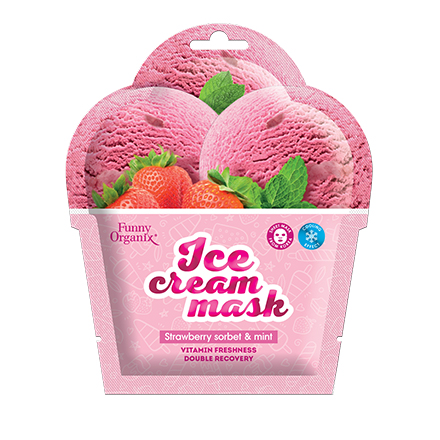 Маска-мороженое Funny Organix,  для лица Strawberry Sorbet & Mint «Морозная свежесть» 22 г