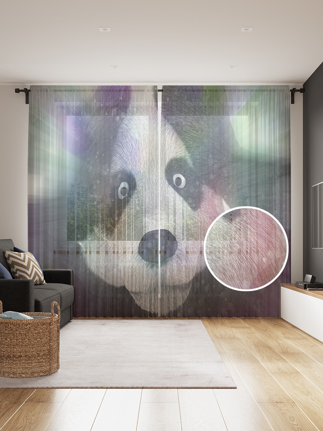 

Фототюль JoyArty "Безумная панда", 145x265см (2 полотна со шторной лентой + 50 крючков), Безумная панда