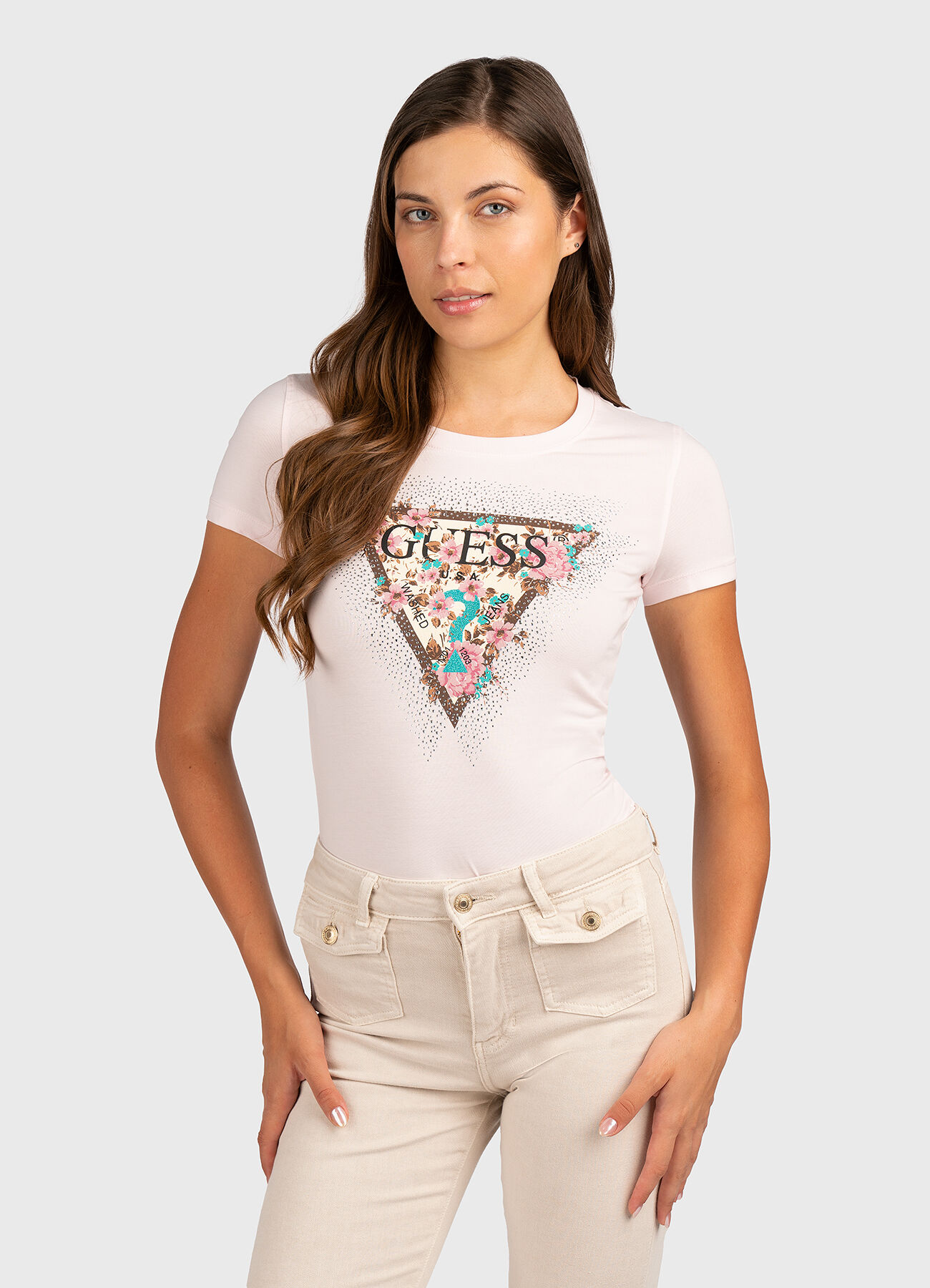 

Футболка женская Guess W4YI26J1314 розовая L, Розовый, W4YI26J1314
