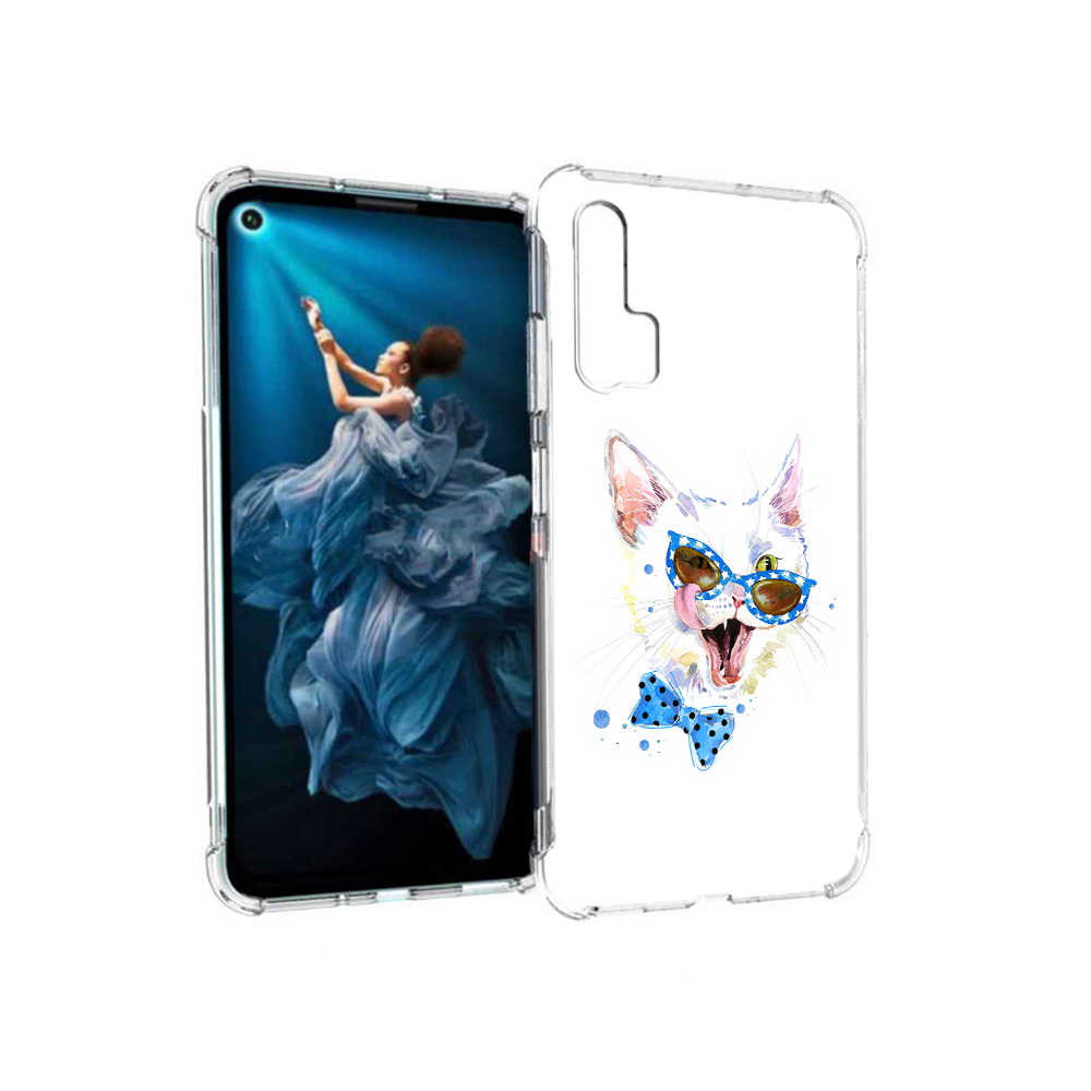 

Чехол MyPads Tocco для Honor 20 Pro белый кот (PT129185.18.229), Прозрачный, Tocco