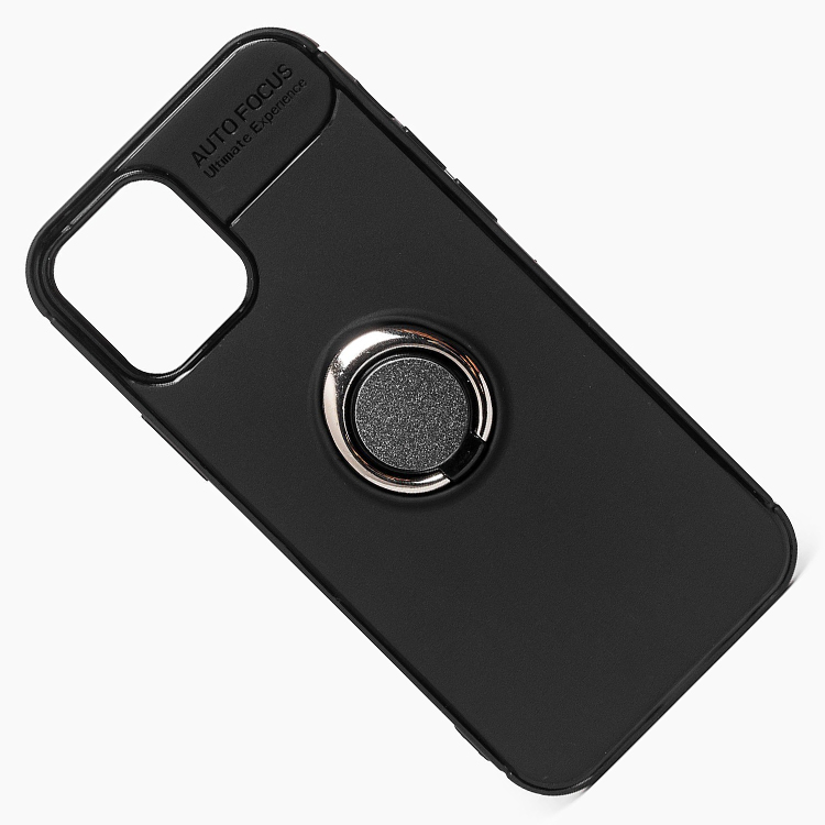фото Чехол для apple iphone 12, iphone 12 pro силиконовый с кольцом (рис. 131) <черный> promise mobile