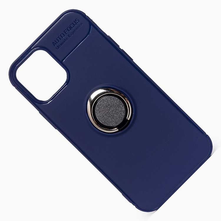 фото Чехол для apple iphone 12, iphone 12 pro силиконовый с кольцом (рис. 131) <синий> promise mobile