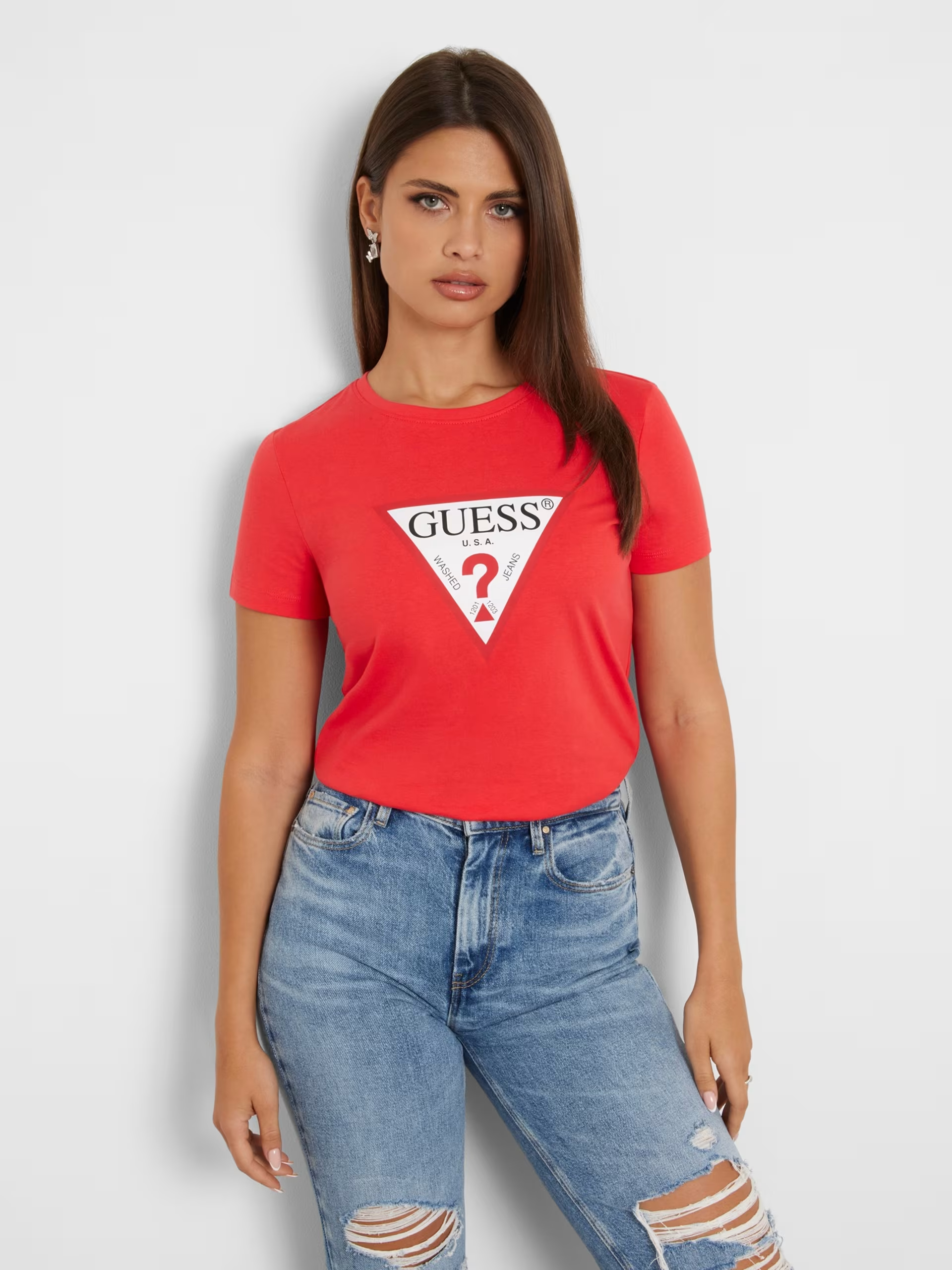 Футболка женская Guess W1YI1BI3Z14 красная S Бангладеш красный