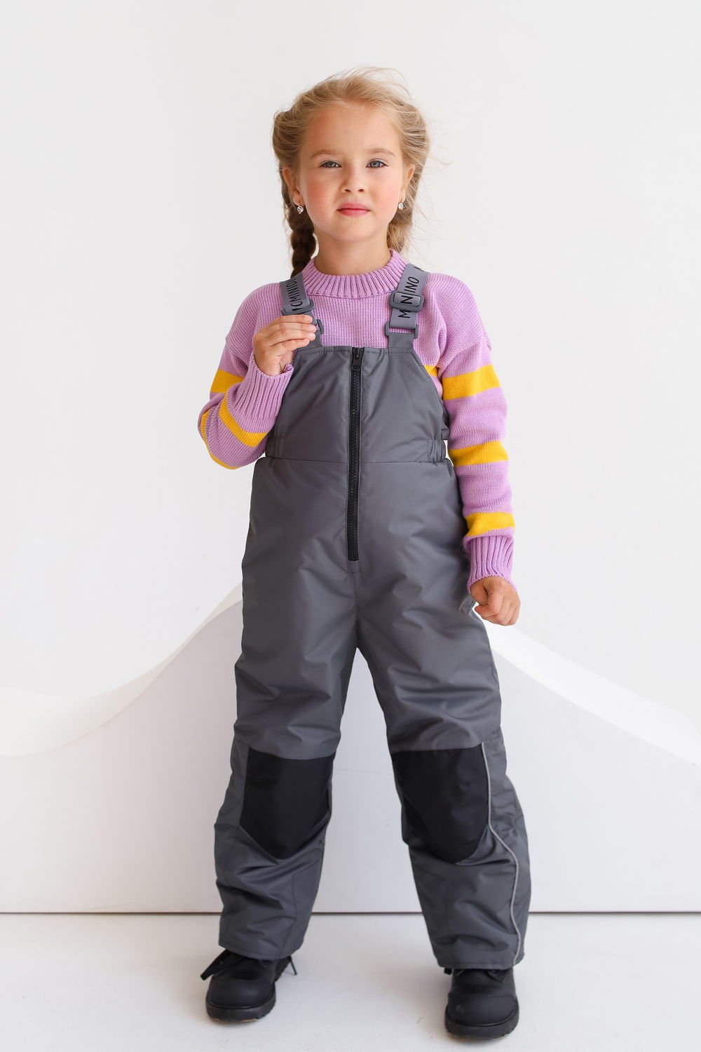 

Полукомбинезон детский Minidino М005, тёмно-серый, 122, М005