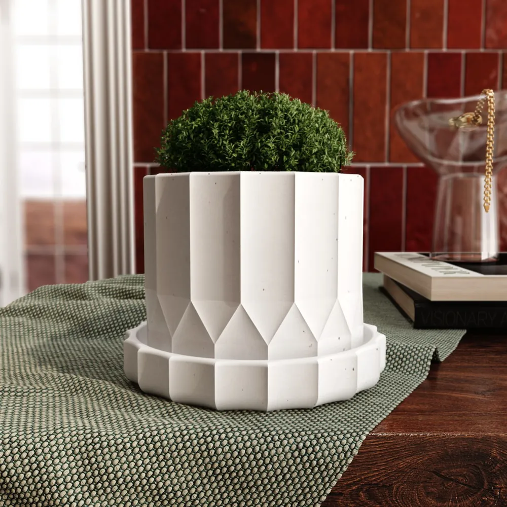 

Горшок для цветов и растений с поддоном de coore San Marino S белый матовый., 258MT