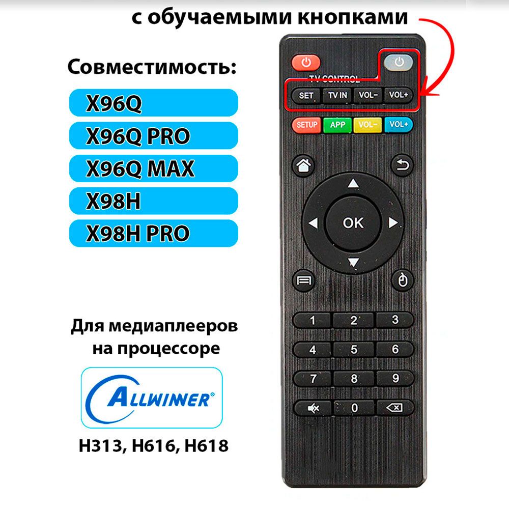 Обучаемый пульт ИК для смарт ТВ приставки X96Q PRO MAX H на процессоре Alwinner 690₽