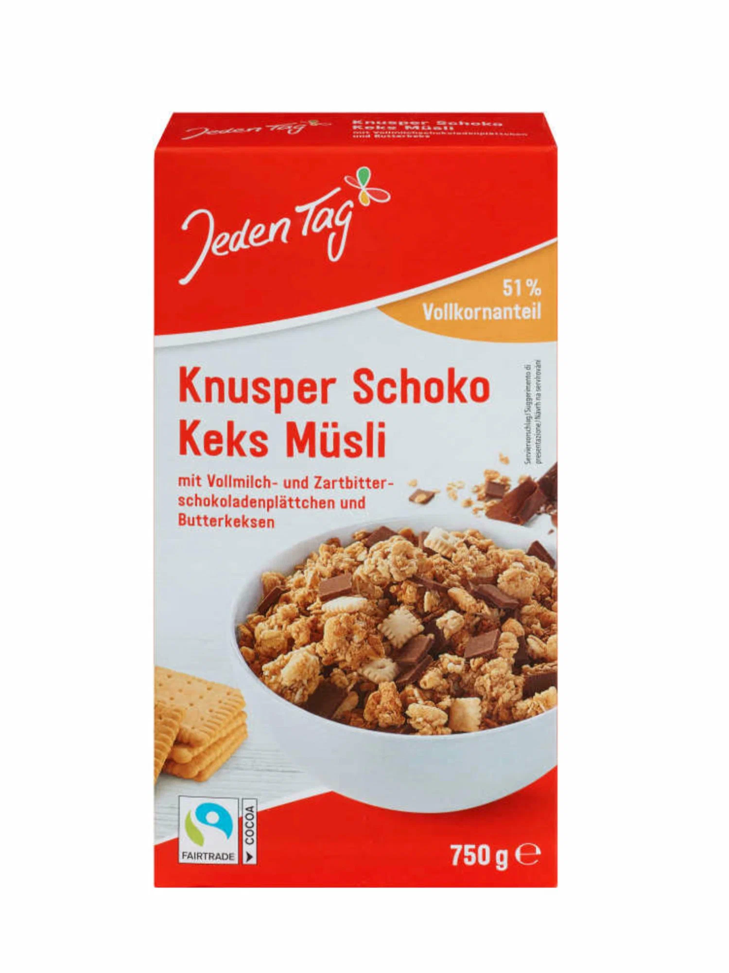 

Мюсли Jeden Tag Knusper Schoko Keks Musli хрустящие 0,75 л, Knusper