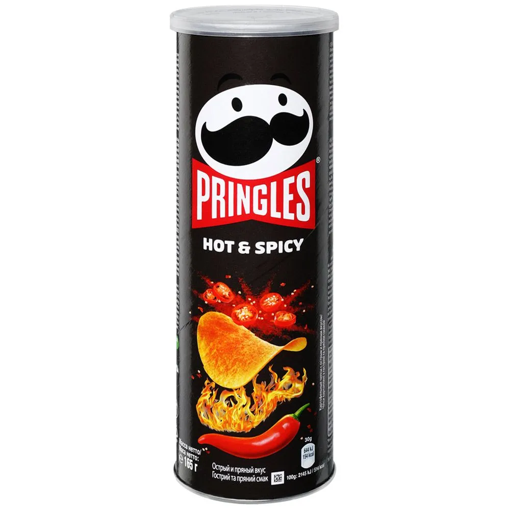 

Картофельные чипсы Pringles Hot & Spicy острый и пряный вкус 165 г, Картофельные