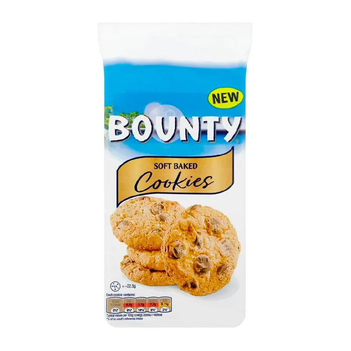 Печенье бисквитное Bounty Soft Baked Cookies c кусочками молочного шоколада, кокоса 180 г