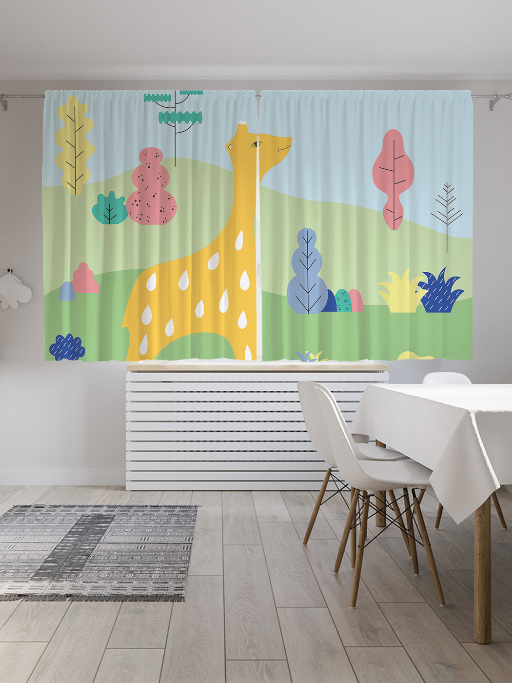 

Шторы JoyArty с фотопечатью "Жираф в стиле наив" из сатена, 290х180 см, Жираф в стиле наив