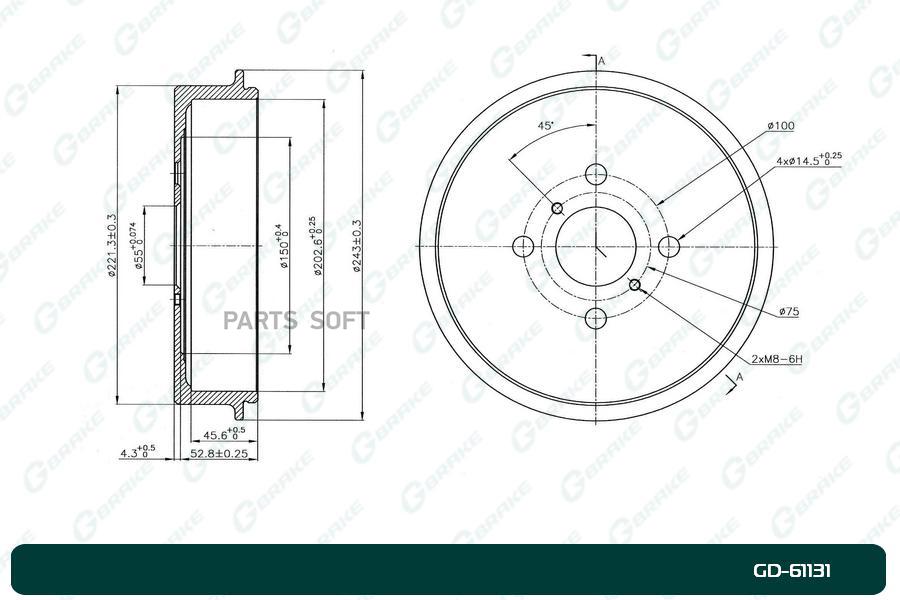 Барабан тормозной G-brake GD-61131