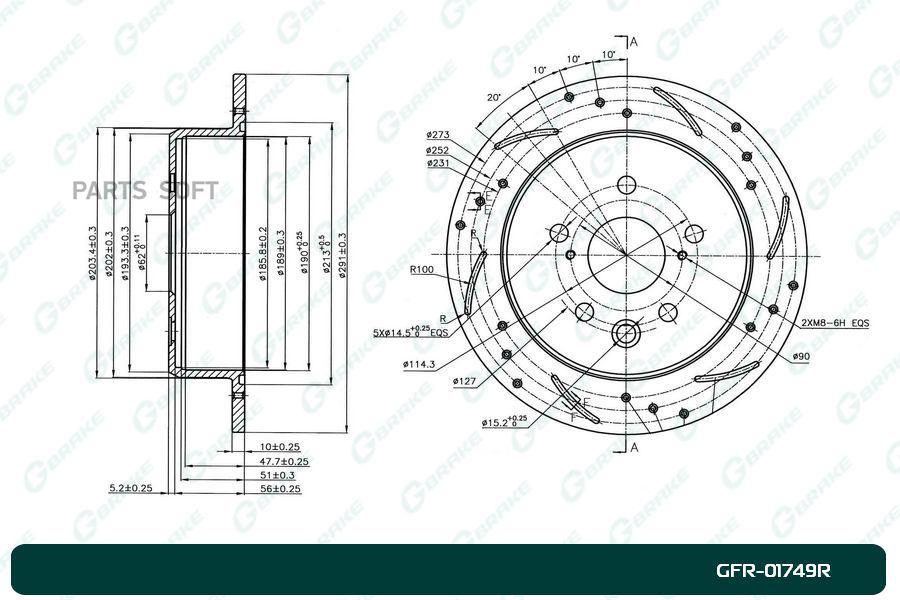 

Диск тормозной перфорированный G-brake GFR-01749R правый