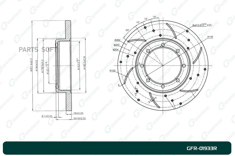 

Диск тормозной перфорированный вентилируемый G-brake GFR-01933R правый