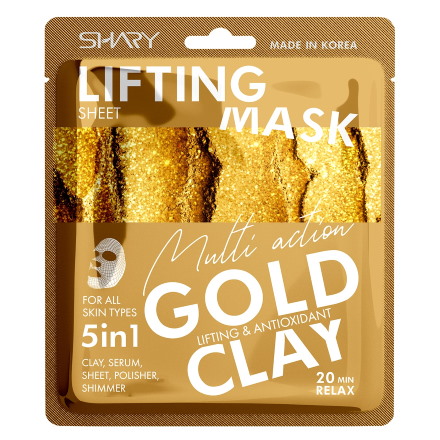 фото Маска для лица shary, 5 в 1 gold clay, 25 г.