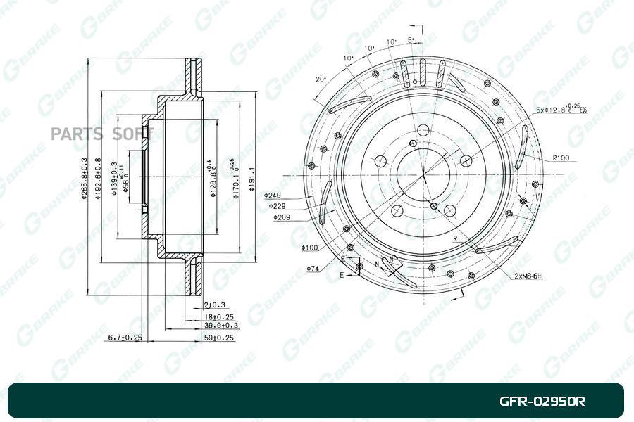 

Диск тормозной перфорированный вентилируемый G-brake GFR-02950R правый