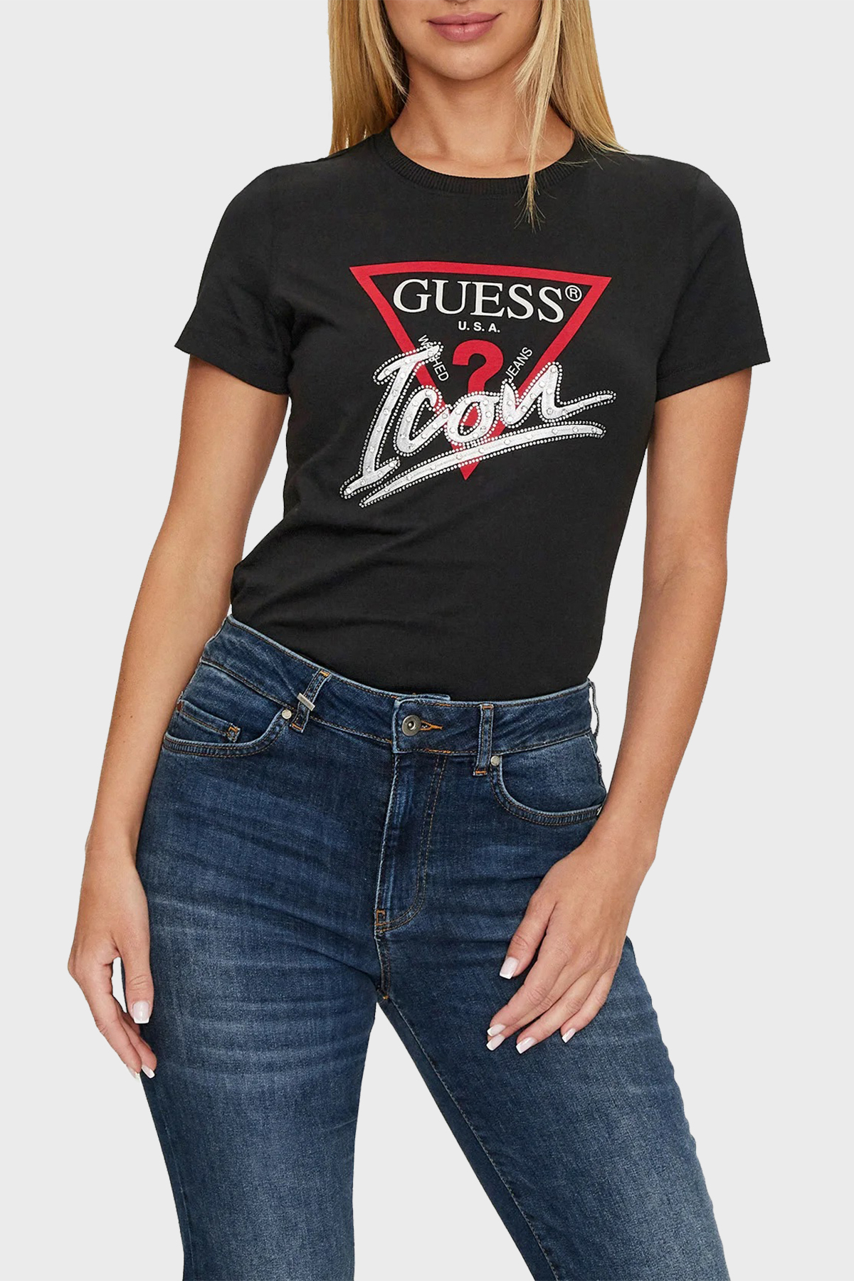 

Футболка женская Guess W4YI32I3Z14 черная XL, Черный, W4YI32I3Z14
