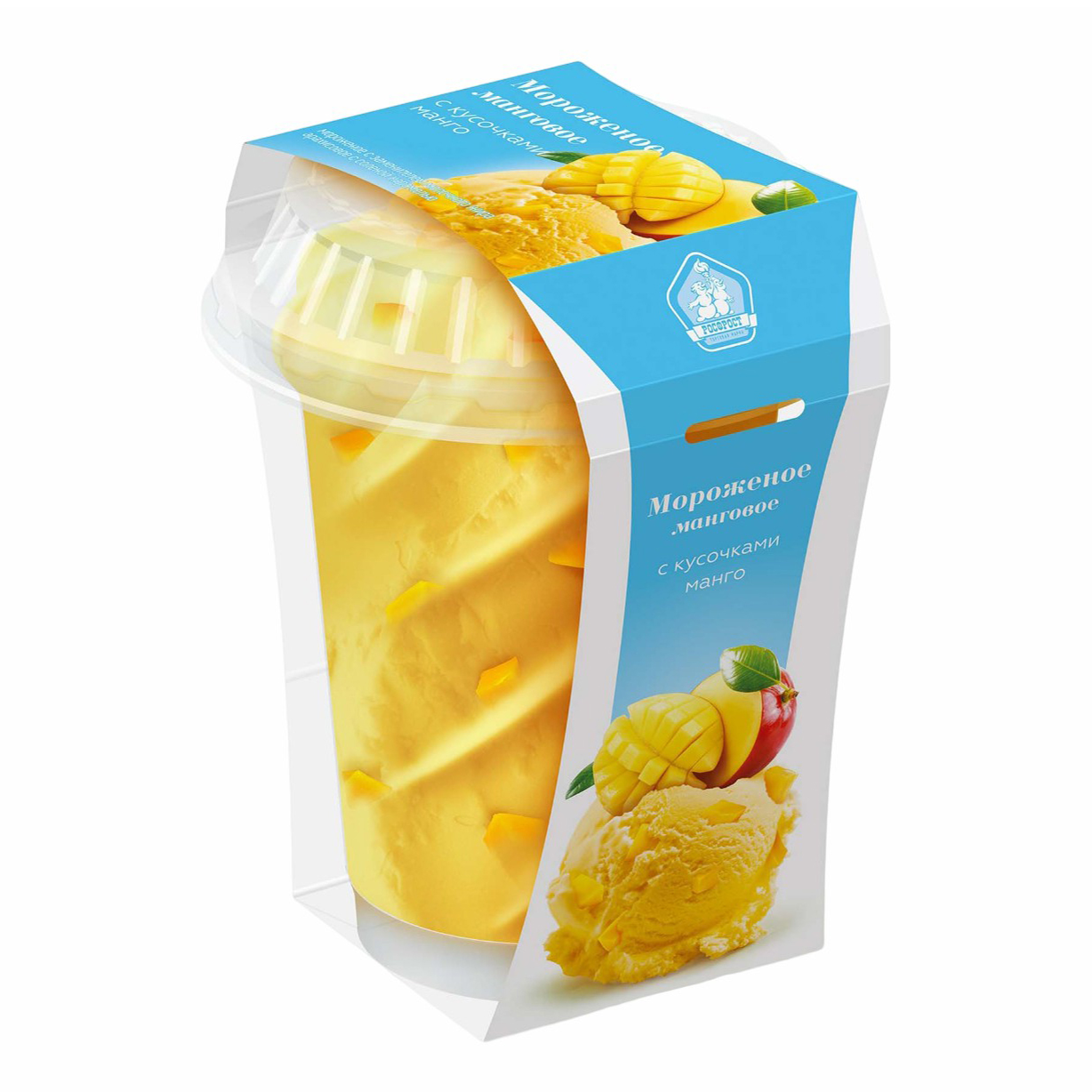 Мороженое сливочное РосФрост Манговое с кусочками манго 10% БЗМЖ 175 г