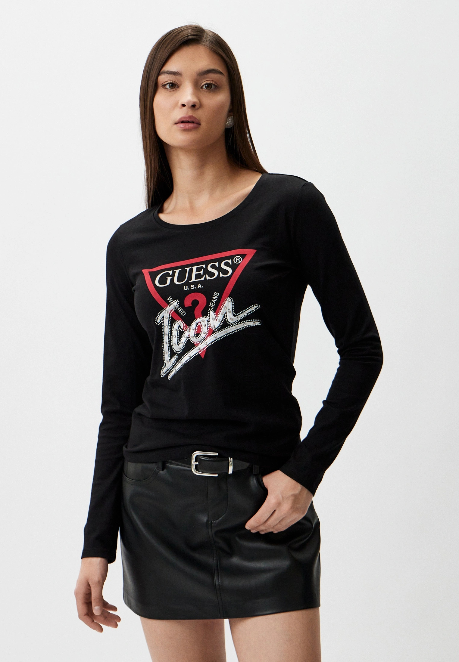 Лонгслив женский Guess W4YI33I3Z14 черный XS