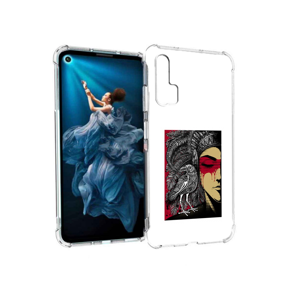 

Чехол MyPads Tocco для Honor 20 Pro девушка с вороном в абстракции (PT129185.18.311), Прозрачный, Tocco