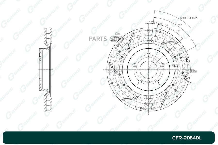 

Диск тормозной перфорированный G-brake GFR-20840L левый