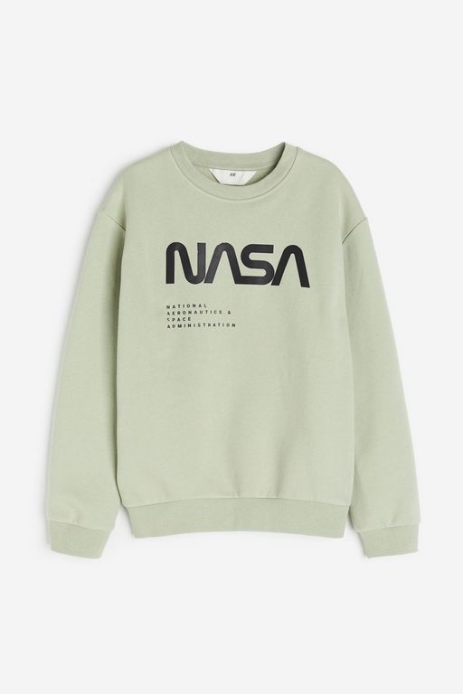 

Свитшот детский H&M 1216663, Светло-матовый зеленый, НАСА, 146, 1216663
