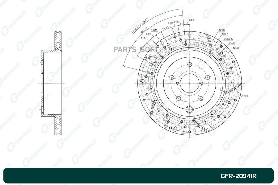

Диск тормозной перфорированный G-brake GFR-20941R правый
