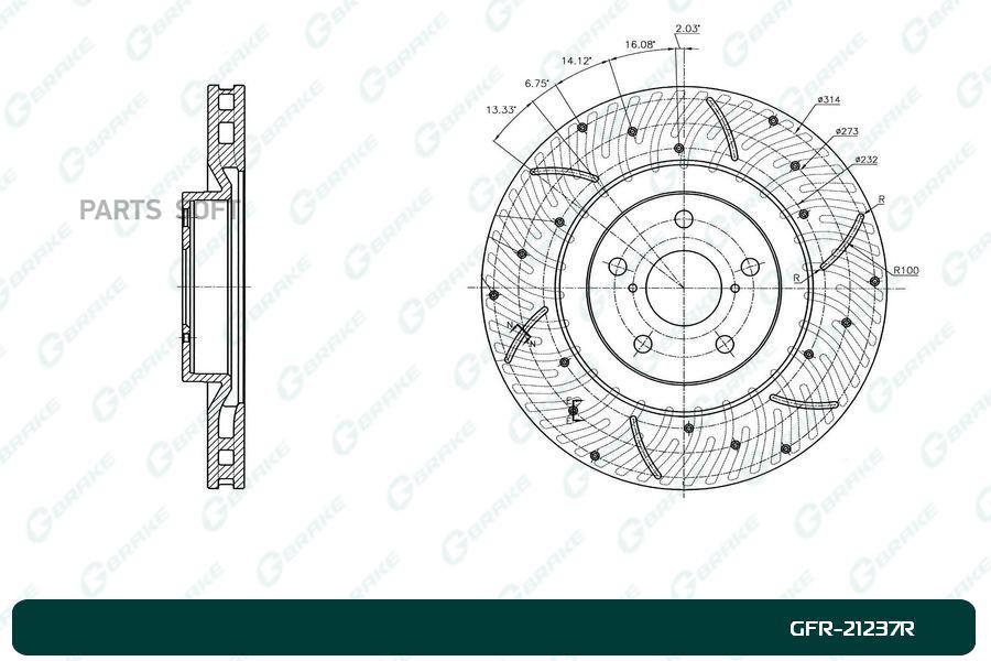 

Диск тормозной перфорированный вентилируемый G-brake GFR-21237R правый