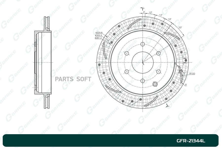 

Диск тормозной перфорированный G-brake GFR-21344L левый