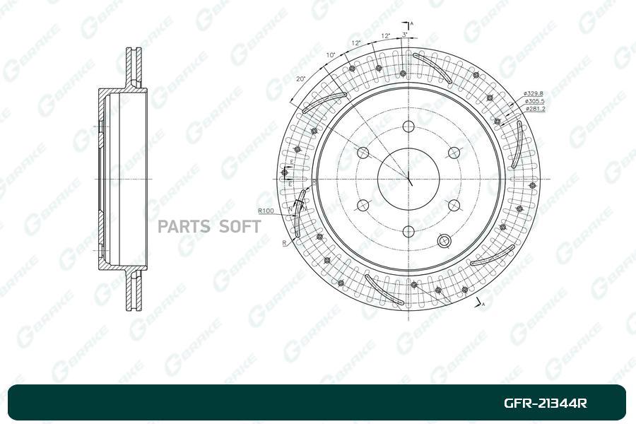

Диск тормозной перфорированный G-brake GFR-21344R правый