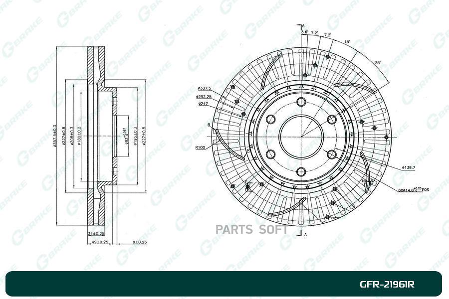 

Диск тормозной перфорированный вентилируемый G-brake GFR-21961R правый