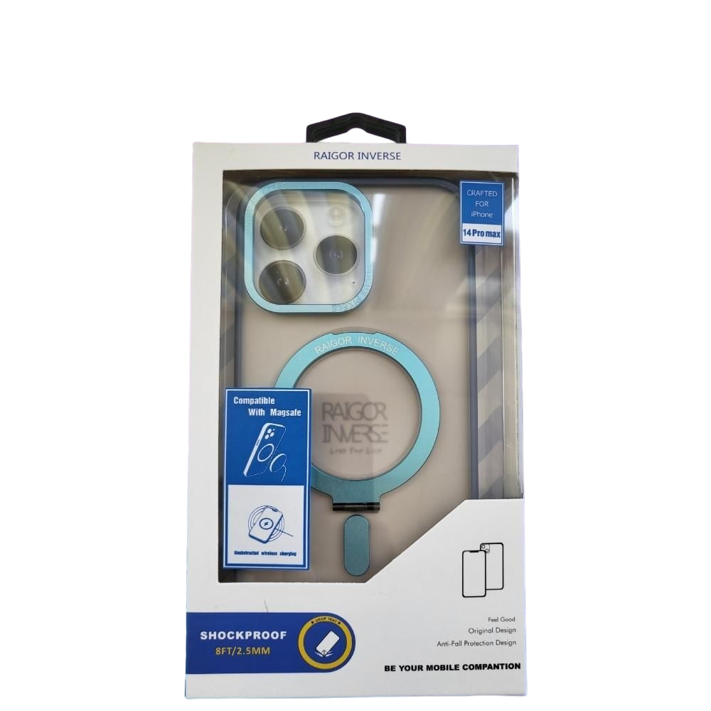 

Чехол для iPhone 14 Pro Max Ragor Inverse с кольцом подставкой Magsafe синий, 45657678657