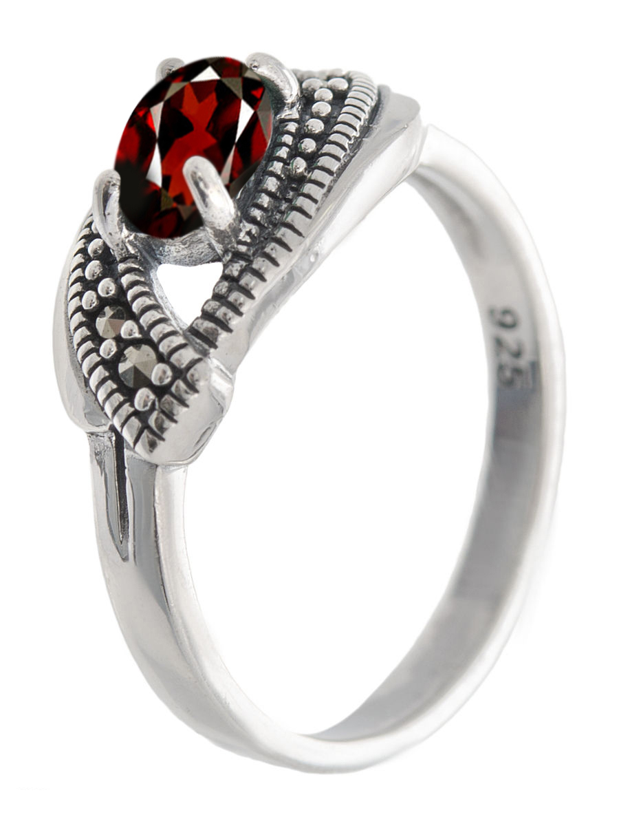 

Кольцо из серебра с марказитом/гранатом р. 17,5 Марказит HR1486, HR1486_марказит, гранат