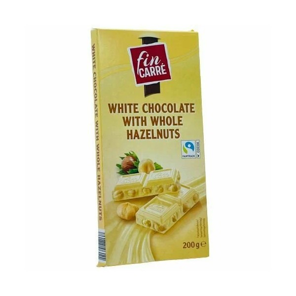 

Шоколад белый Fin Carre Hazelnut White Chocolate c цельным фундуком 200 г, белый
