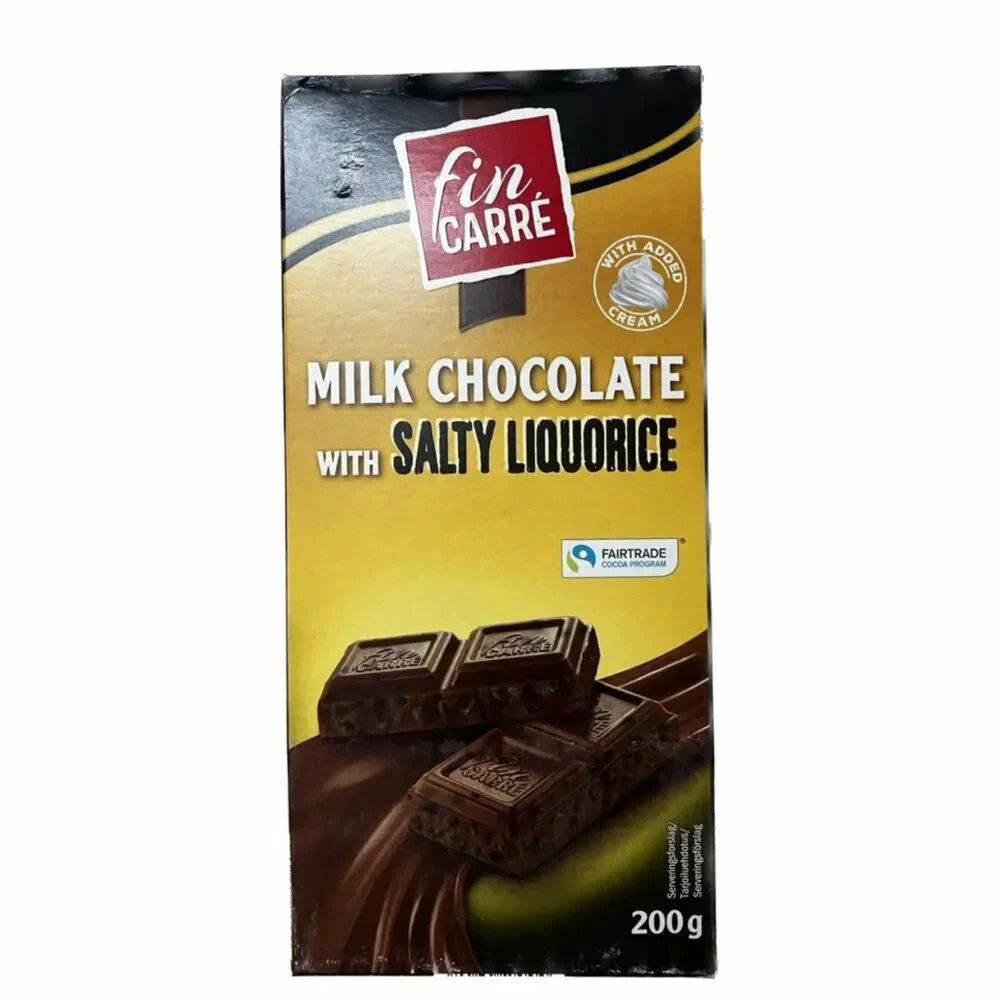 

Шоколад молочный Fin Carre Milk Chocolate with Salty liquorice c лакрицей 200 г, Белый